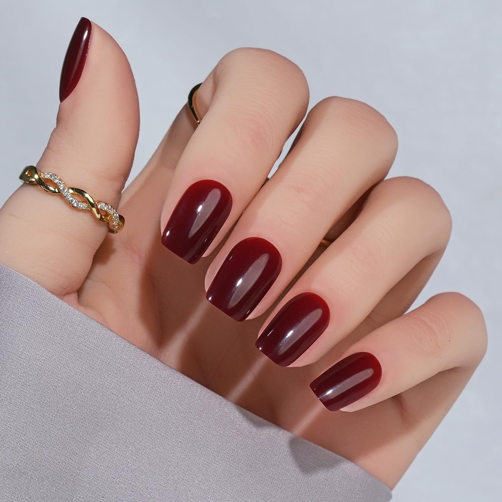 Press On Nails Short – Jofay Fashion Acrylic Short, 01.Wine Red