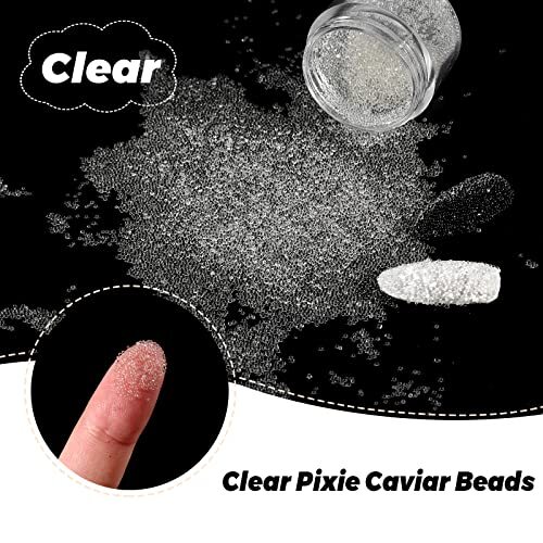 Caviar Beads Nails Micro Pixie Beads 0.6-0.8mm 2 Colors Clear and Crystal AB