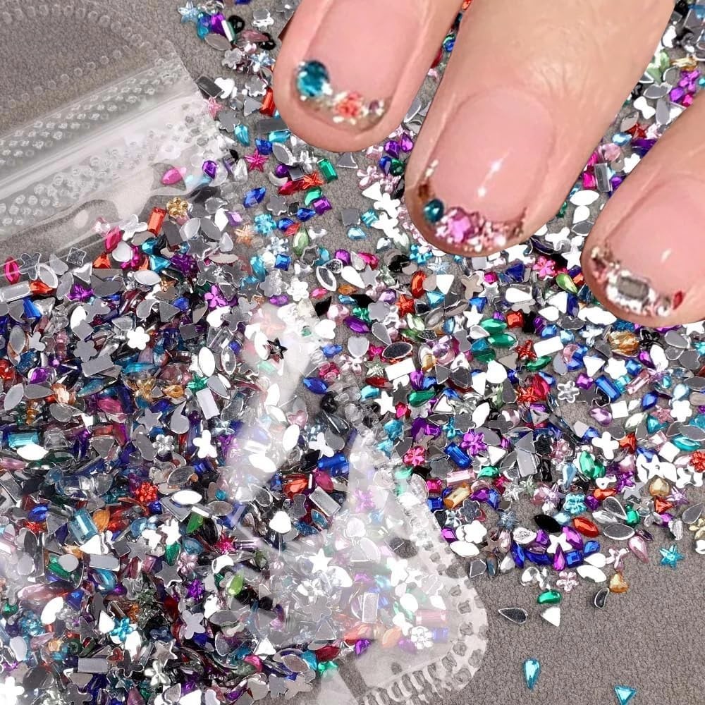 3000pcs Mini Rhinestones for Nails Colorful Nail Rhinestones Acrylic Flatback