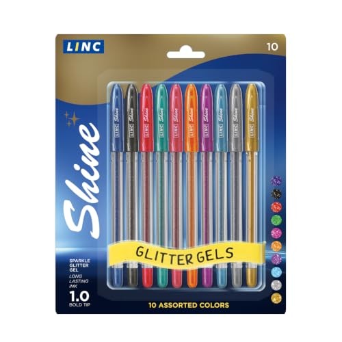 Shine glitter gel pen 10 pk – Assorted 10 Count (Pack of 1) Multi-Color