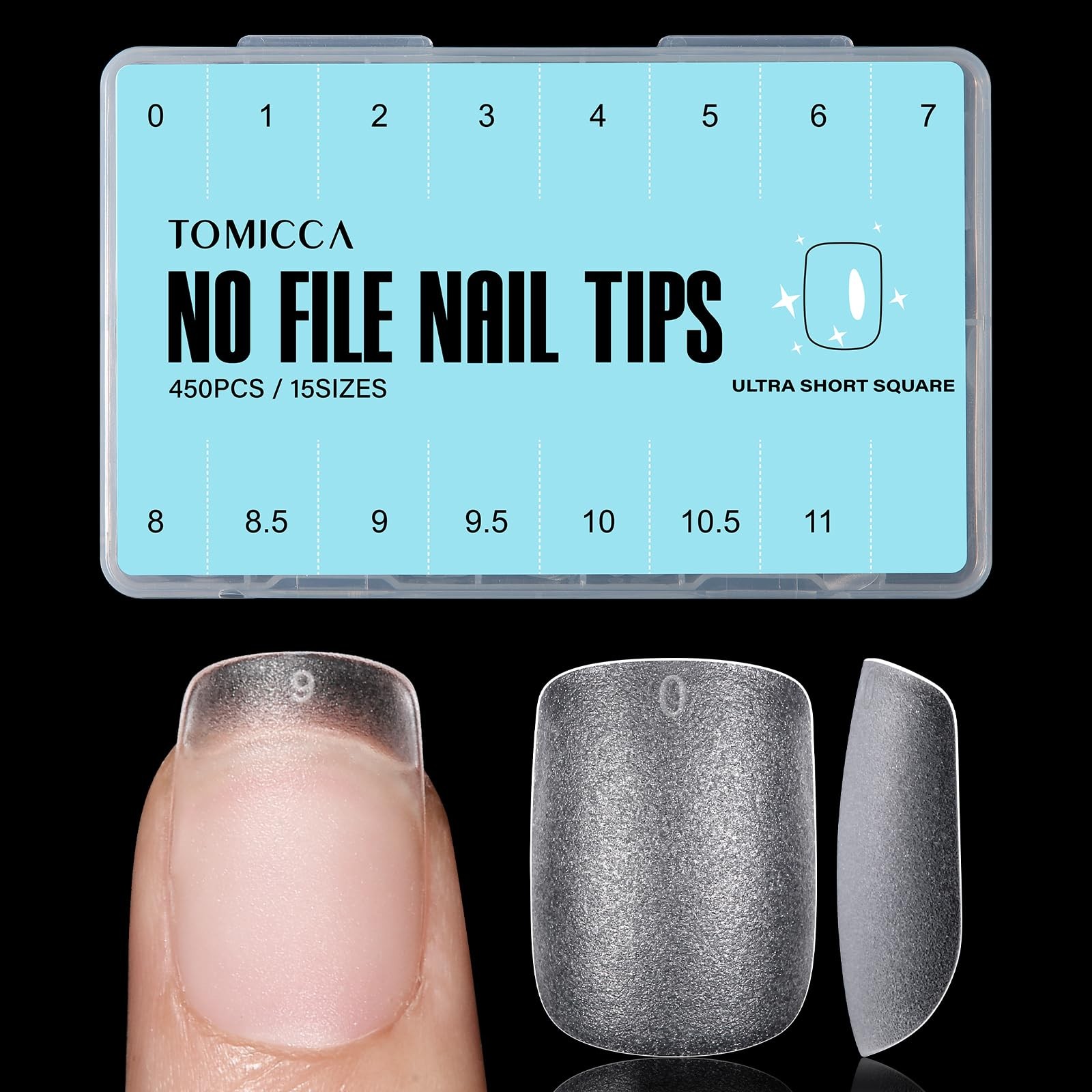 Extra Short Square Nail Tips, 15 Sizes Soft Doublesided Matte Fake Nails for …