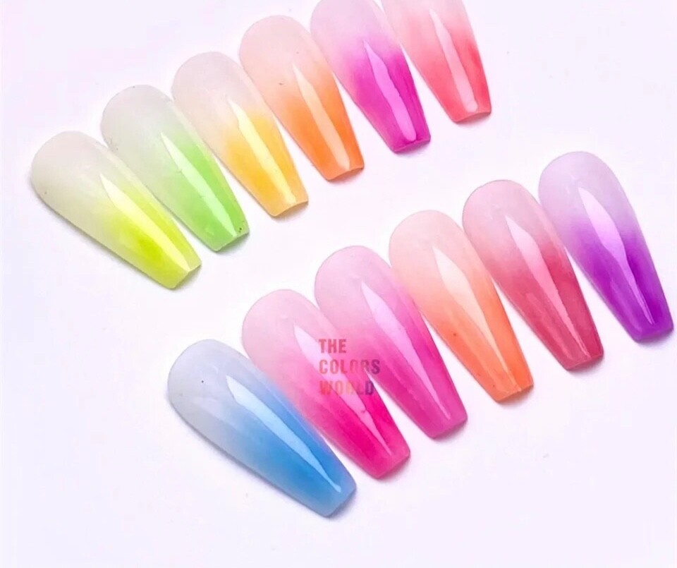 6 Colour Set Neon Pigment Nail Art Powder spray for Ombre nails face Body