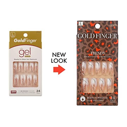 Gold Finger Gel Glam Design Nails (3 PACK)