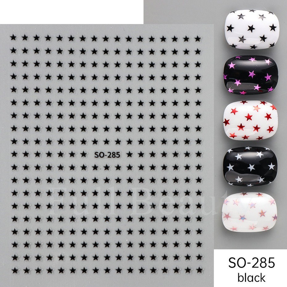 Stars Nail Art Stickers Decals 6 Sheets Supplies Self-Adhesive Peel SO285 NS53