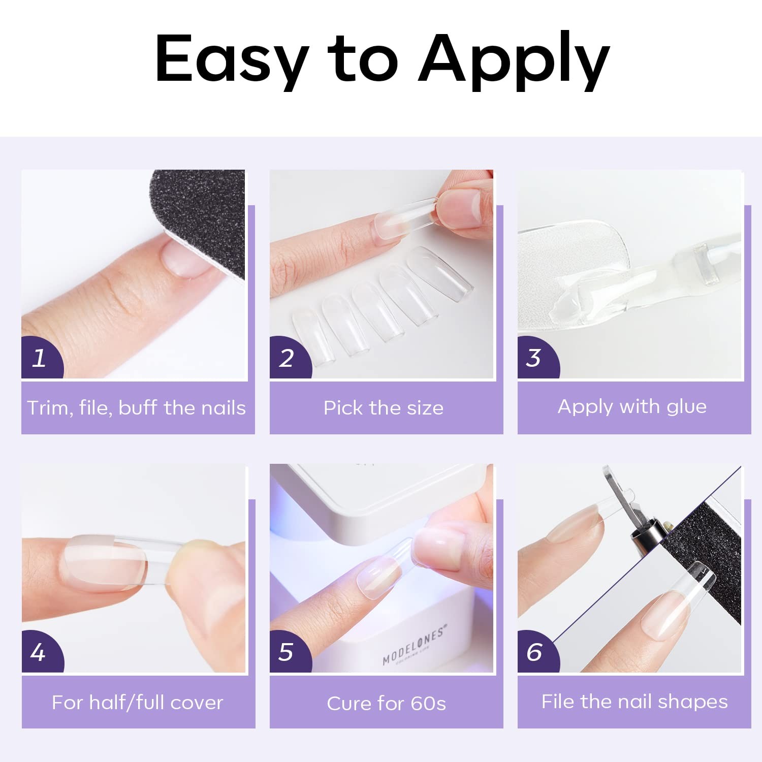 Medium Square Nail Tips – 510Pcs Fake Nails Gel Tips Pre-shaped Half Matte Fu…