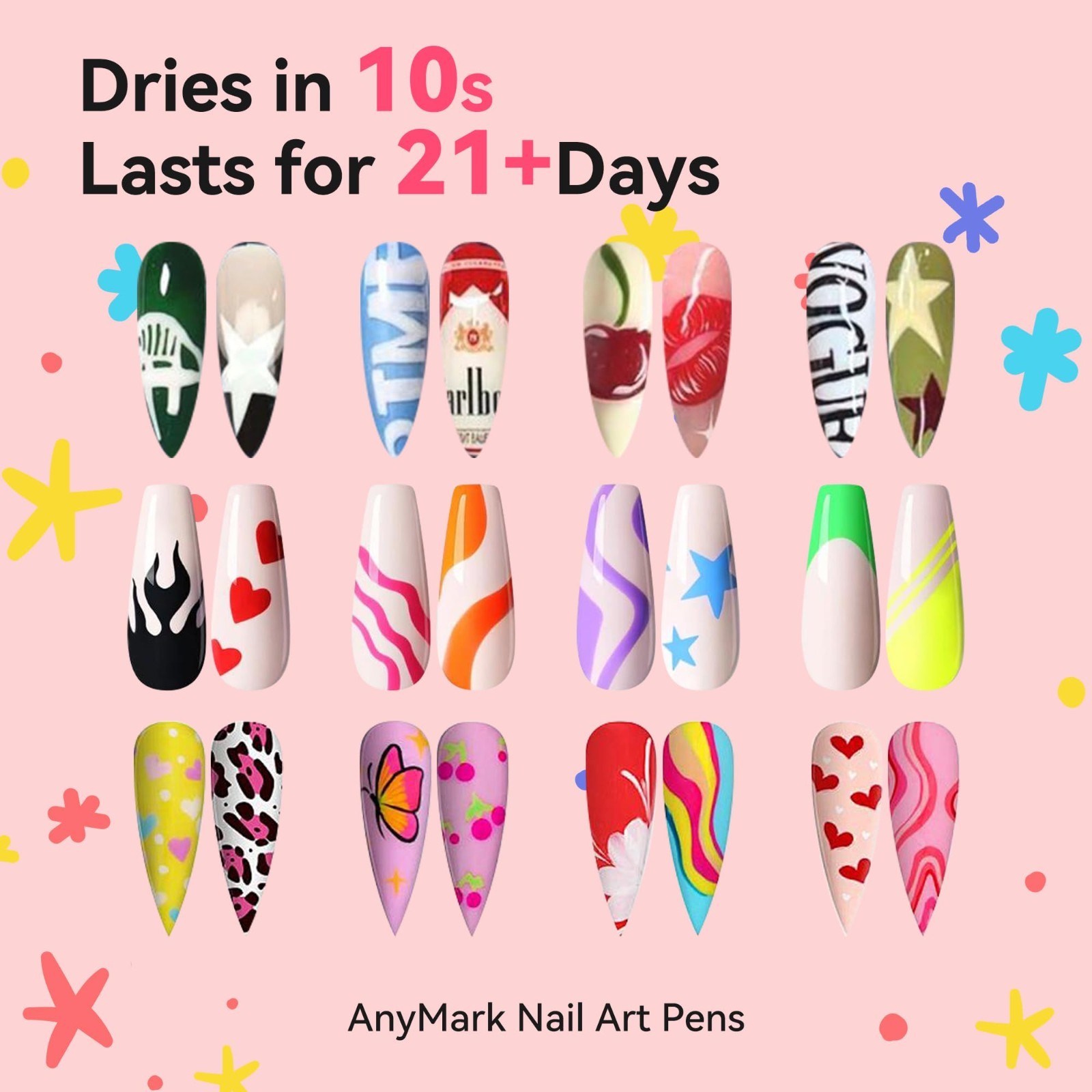 36 Colors Nail Art Pens Set – Dual Tip Quick-Dry Acrylic Paint Markers for DIY 3