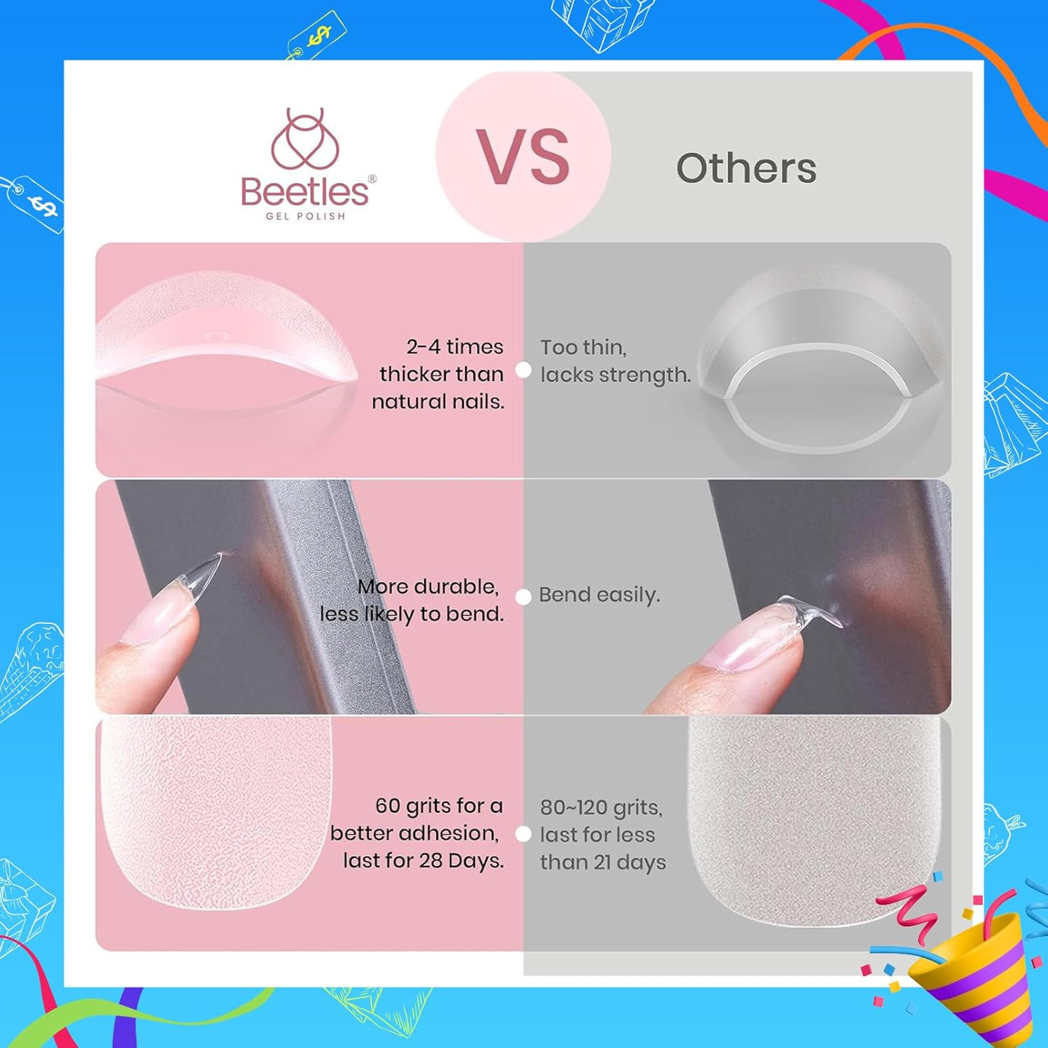 Beetles Short Almond Nail Tips: 12 Sizes 288 PCS Half Matte Full Cover Gel Tips