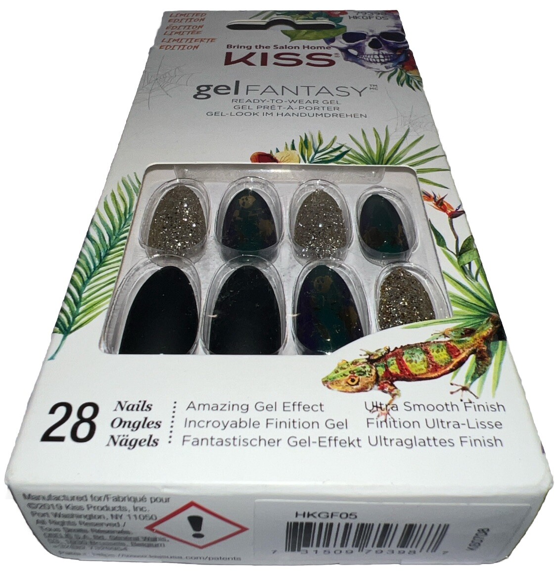 KISS Gel Fantasy Halloween 28 Nails GreenGold/Glitter #79398 Limited Edition/New