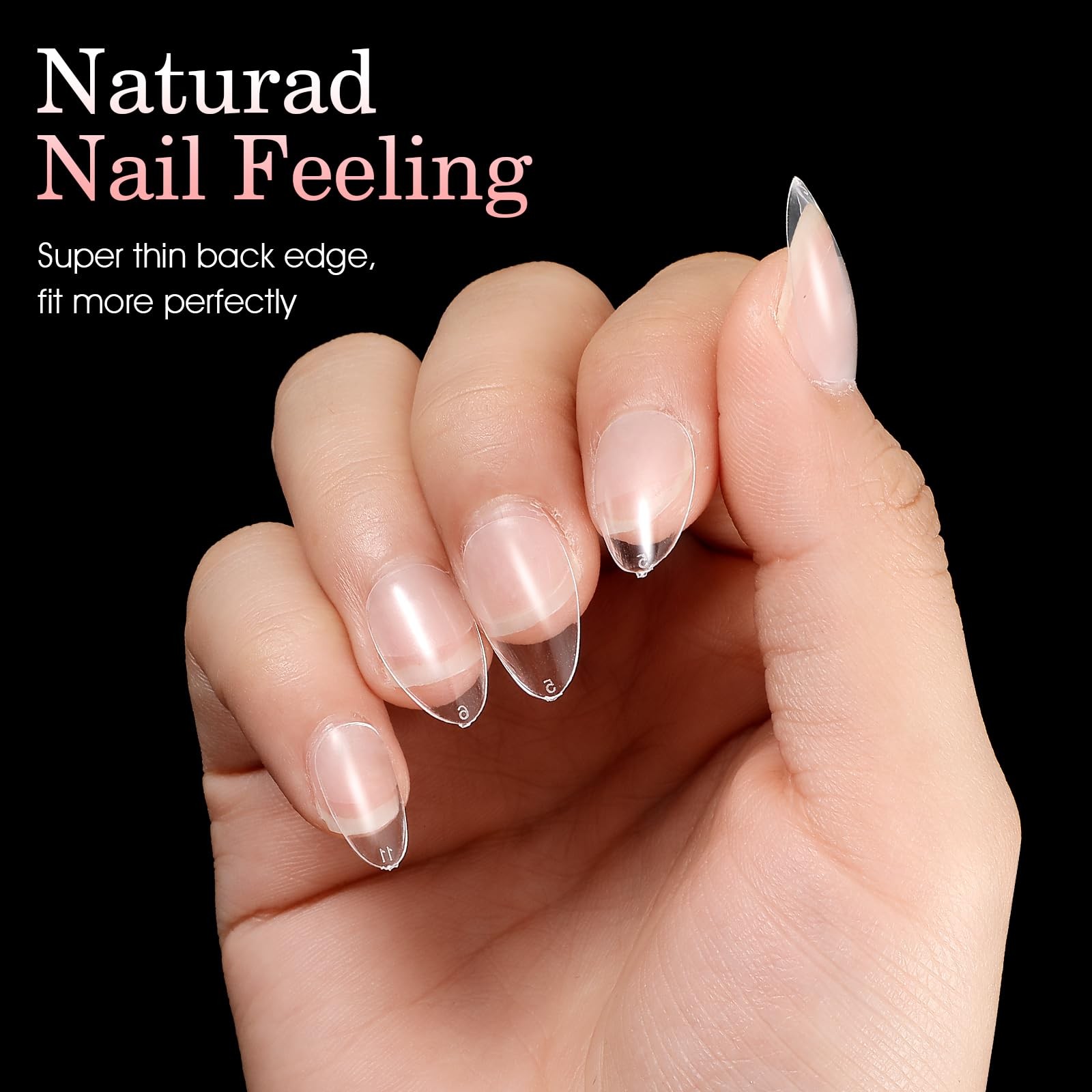 240 Pcs Short Almond Nail Tips Soft Pre-Shaped Acrylic one size, clear