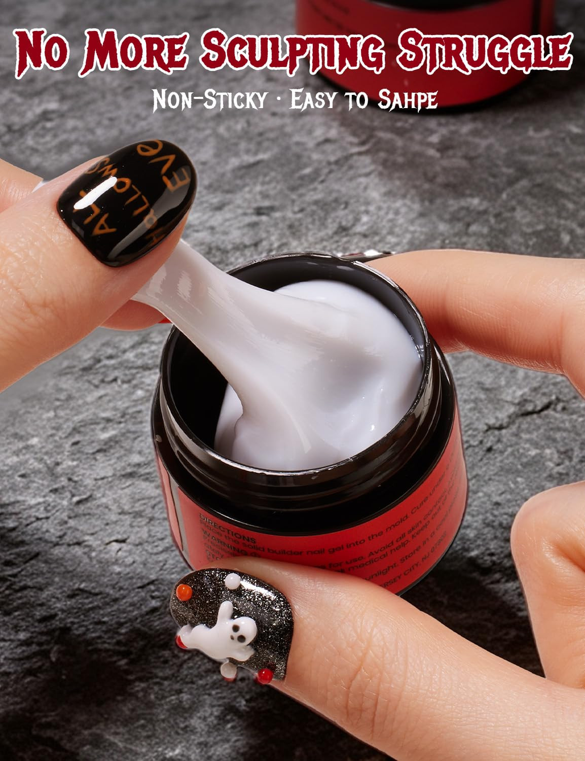 Beetles White 3D Sculpting Gel for Nail Art with Halloween 3D Nail Mold | Solid