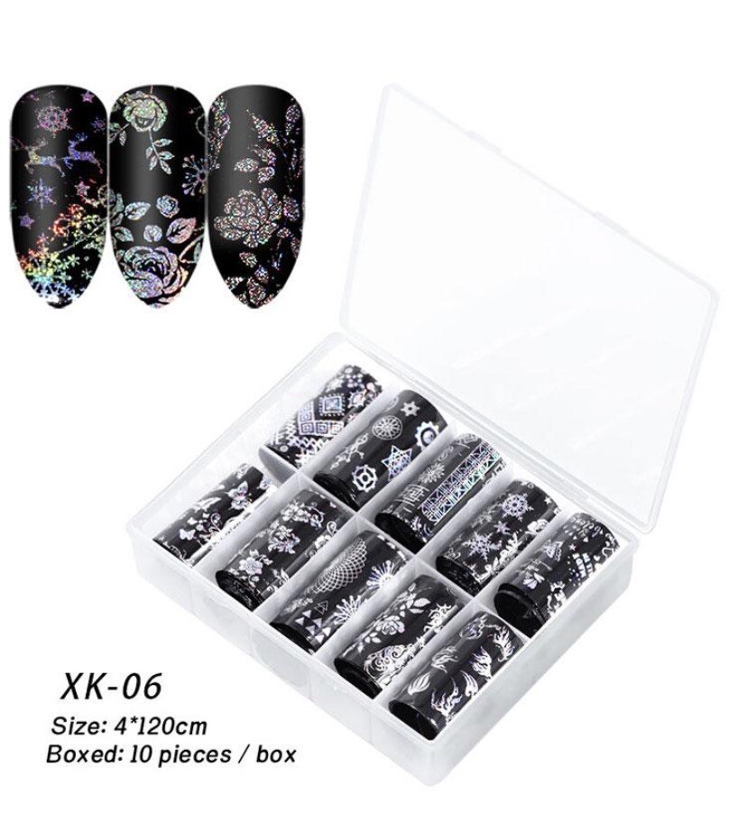 Holographic Silver Nail Transfer Foil (10 Rolls/Box)