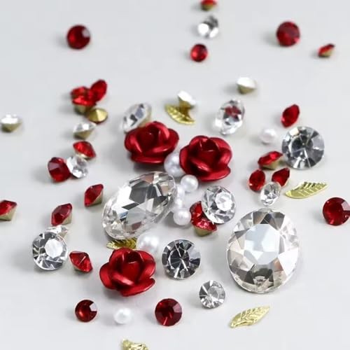3D Red Rose Flower Nail Art Charms Valentines Rose Flower Nail Art Charms-3