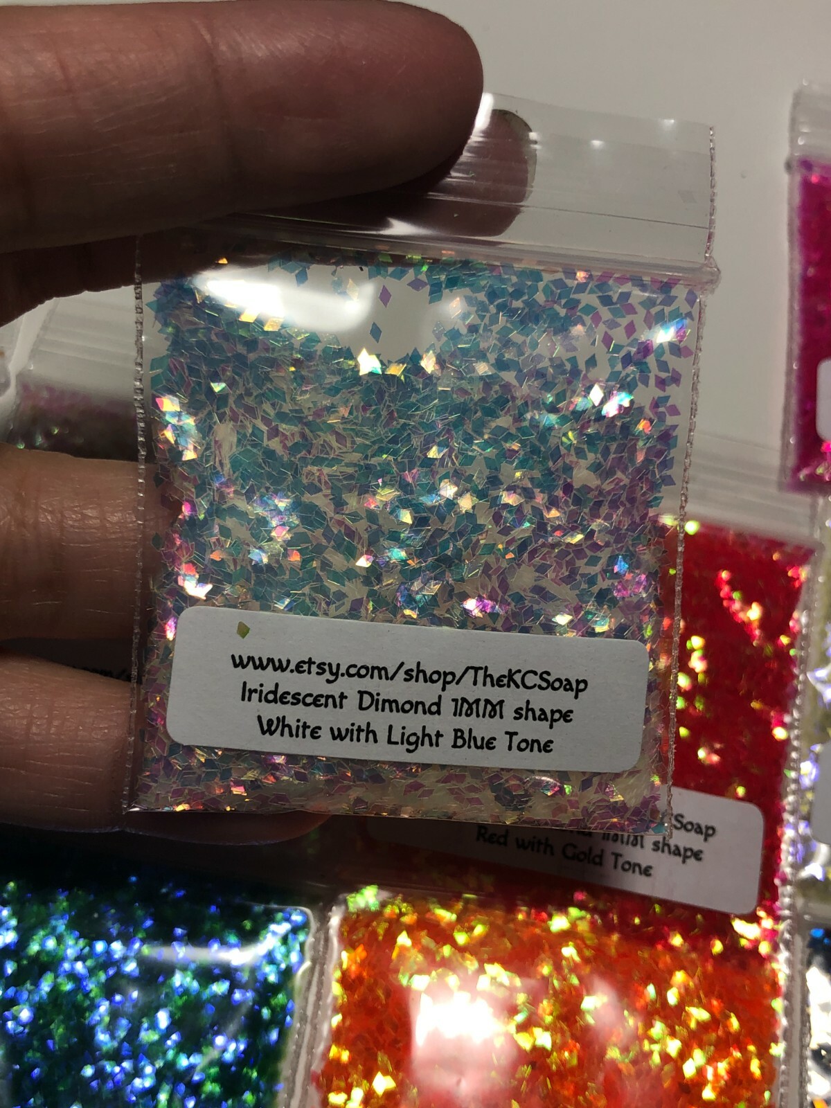 Iridescent Glitter Diamond 1MM Snow White pink blue sheen Nail Art US seller