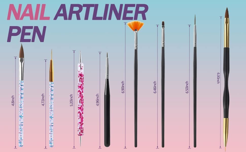 31Pcs Nail Art Brushes, Nail Art Tool Set, Dotting Tools, Dust Brush,Striping Br