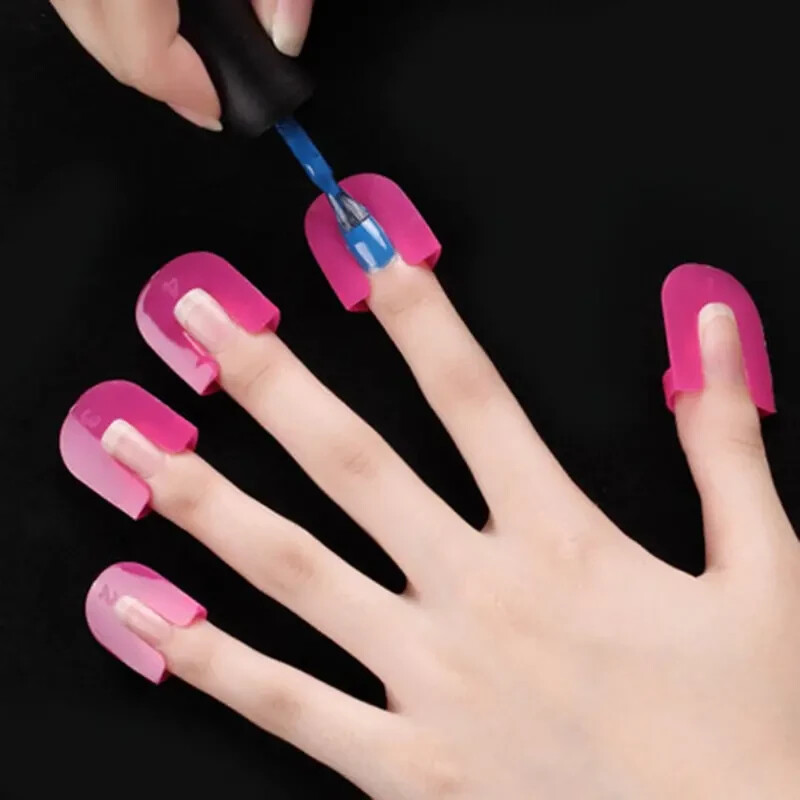 U Curve Shape Nail Protector Hot Pink Reusable Nail Art Tool 26 Pieces 10 Sizes