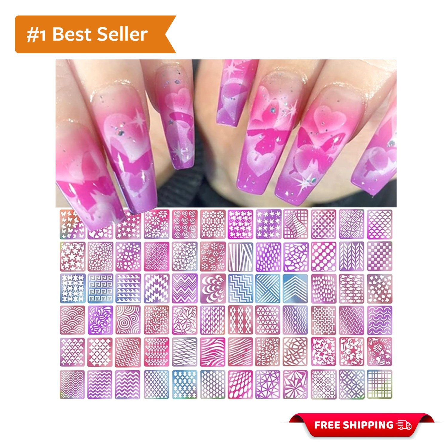 Airbrush Nail Stickers Set – 24 Sheets of Glamorous Nail Art Templates