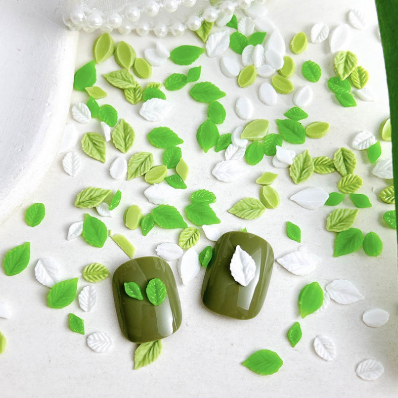 20Pcs Mixed Nail Art Charms Jewelry Accessories Resin Spring Green Leaf NH25
