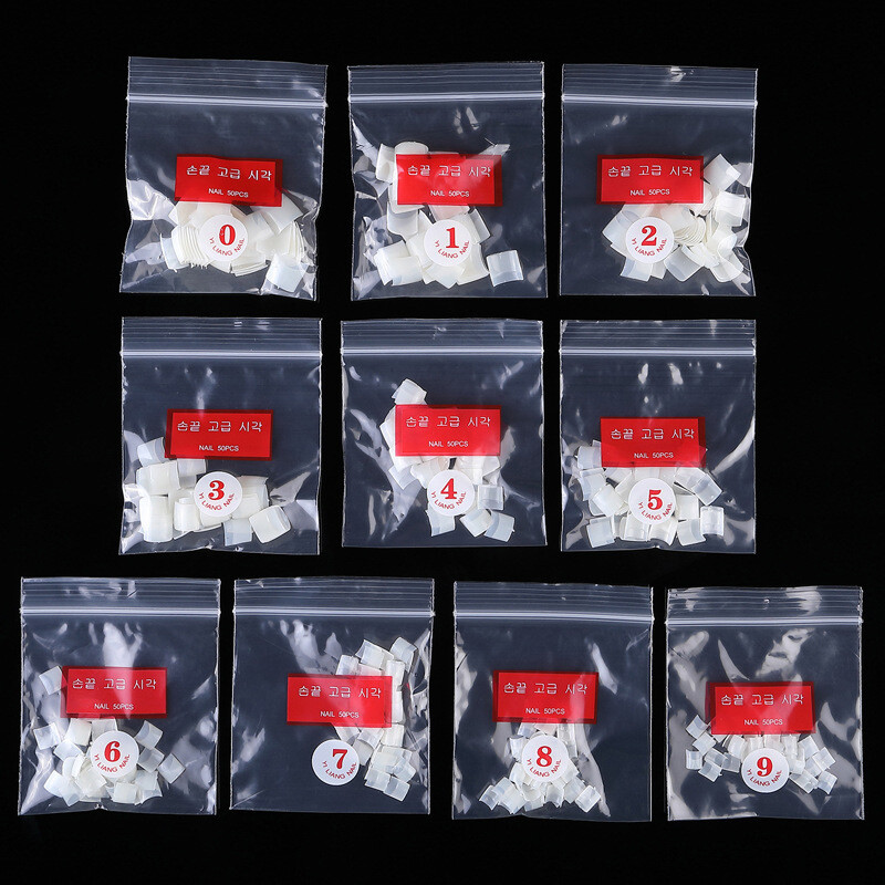 Square Nail Tips Half Cover Natural Clear Acrylic Nails French Short False Nails