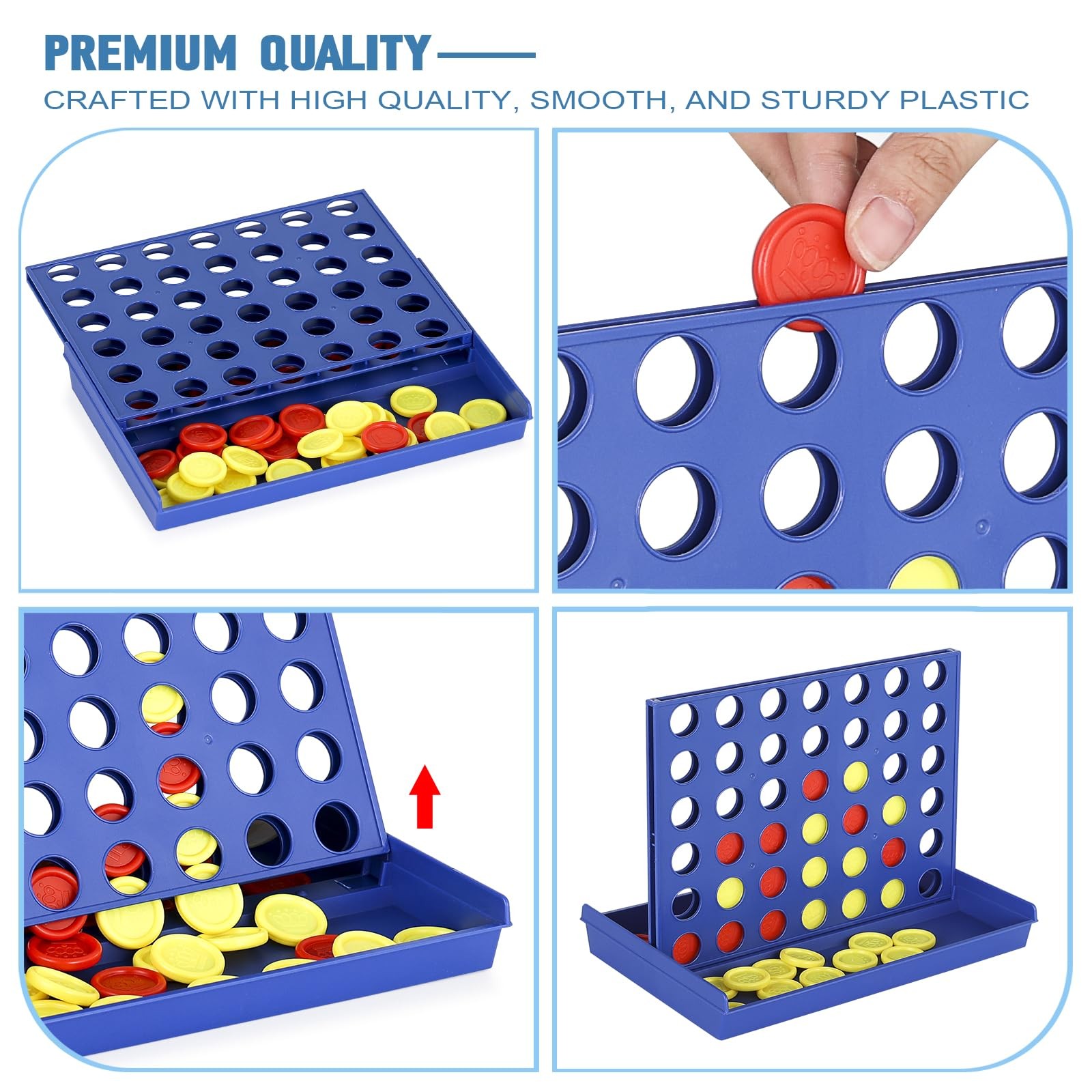 Pedolini 4 in a Row Connect Game Travel Board (Small) Mini Small, Blue