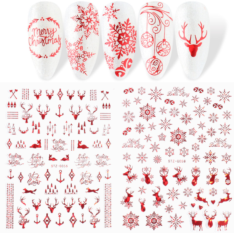 New Year Christmas 3D Reindeer Horn Santa Claus Snowflake Red Self-Adhesive NH21