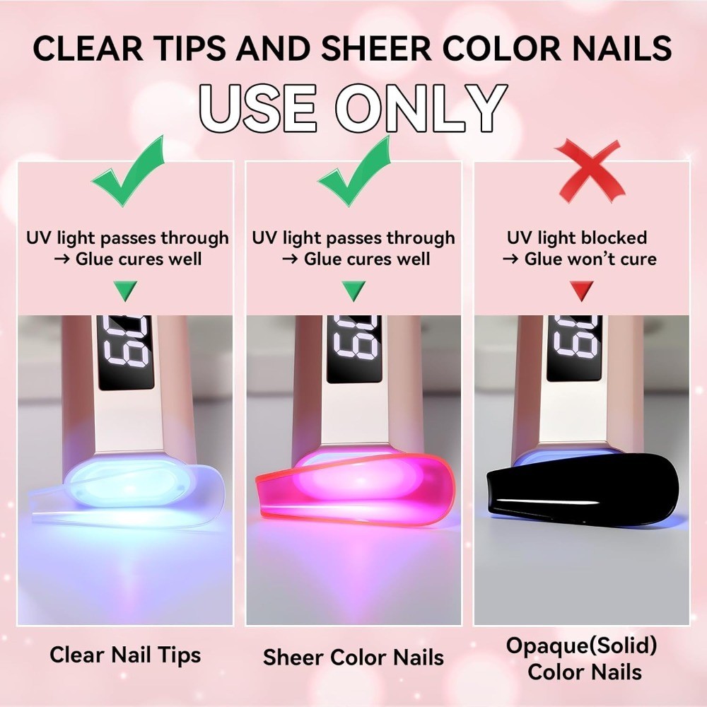 UV Light Cured Nail Glue Gel for Press on Nails Strong Long Lasting Clear 3D