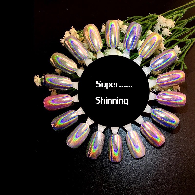 UNICORN NAIL POWDER HOLOGRAPHIC EFFECT MIRROR HOLO CHROME NAILS PIGMENT 15µ! Q15