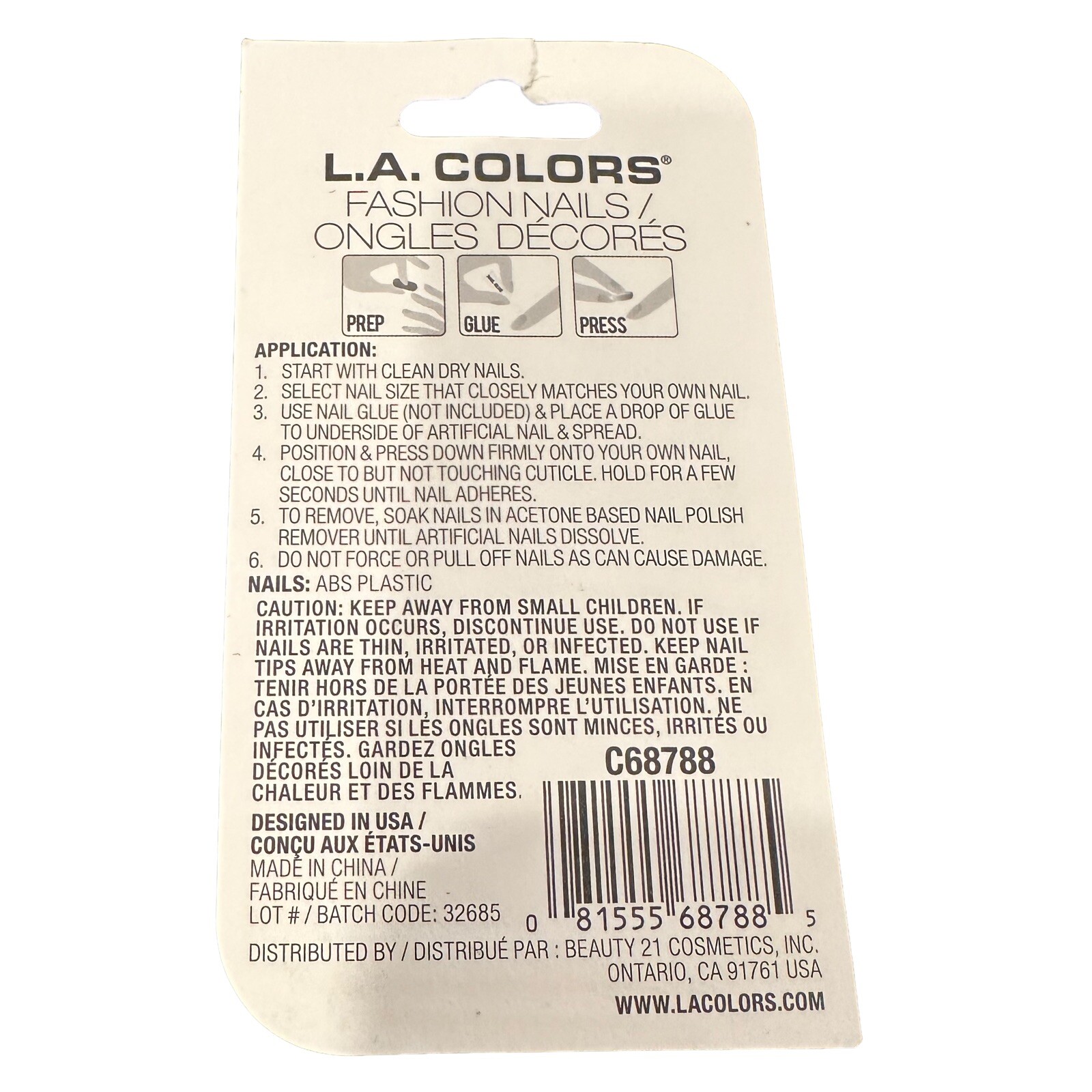 L.A. Colors Color Flare Artificial Nail Tips Short Square & NUCOLOR Nail Tabs