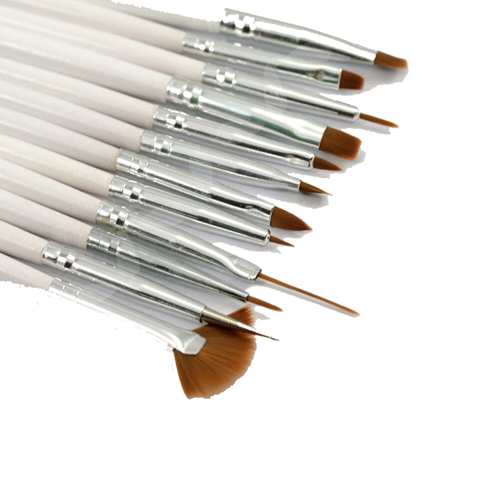 12Pcs Acrylic Nail Art Pen Tips UV Builder Gel Painting Brush Manicure Set Fast