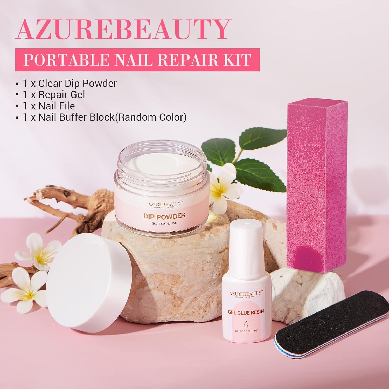 AZUREBEAUTY Nail Repair Kit Transparent Crystal for Broken Cracked Clear