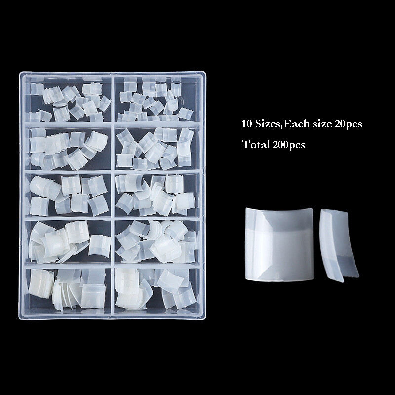 200Pcs/Box French Short Nail Tips Half Cover Acrylic Fake Nails Extensions Tips