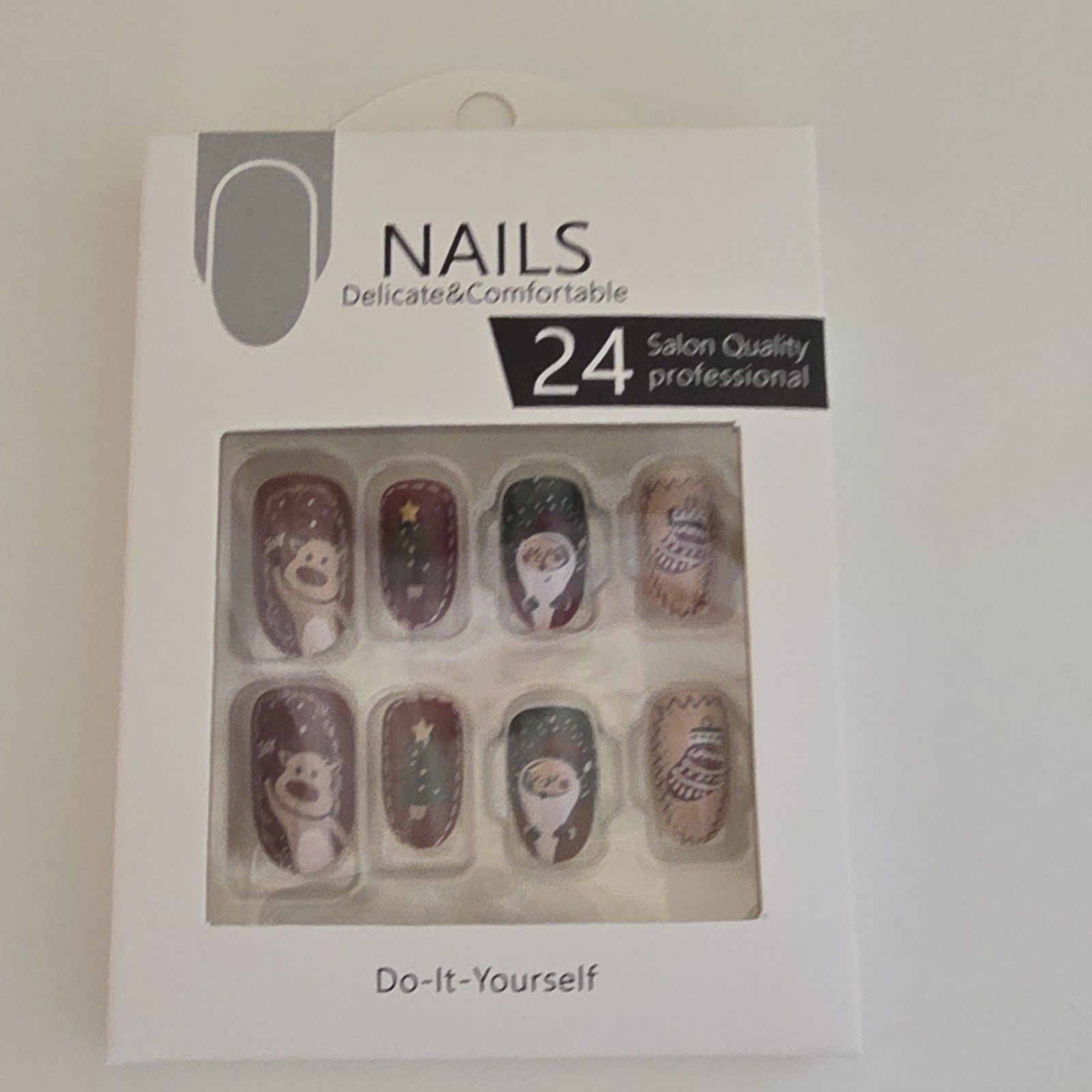 Palace Nails 24 Pre-Designed Multicolor Press-On Nails, Christmas ABS Plastic