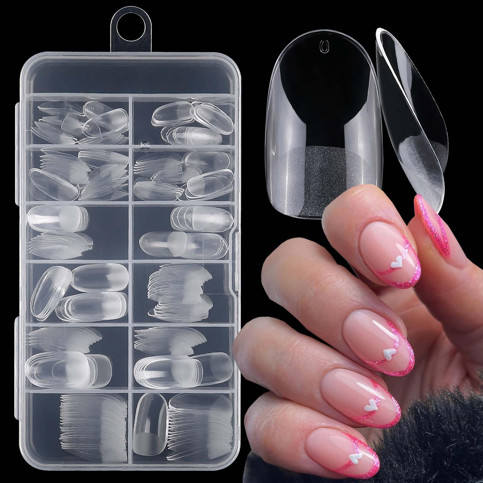 240pc Short Oval Fake Nails Tips Clear Press on Nails Short Round Almond Nail…