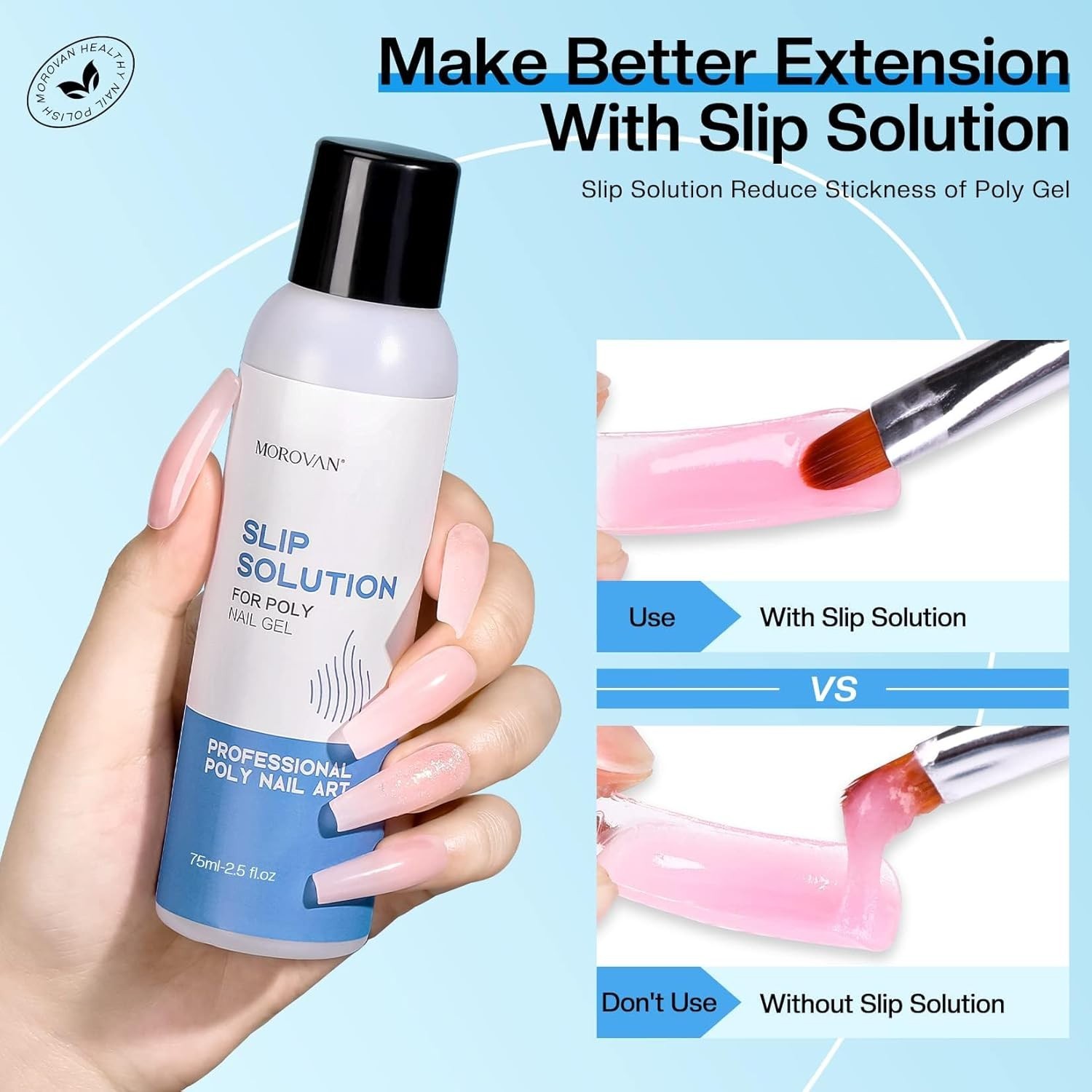 Odorless 2.5 OZ Nail Slip Solution Kit: 100 Dual Forms for Perfect Extensions