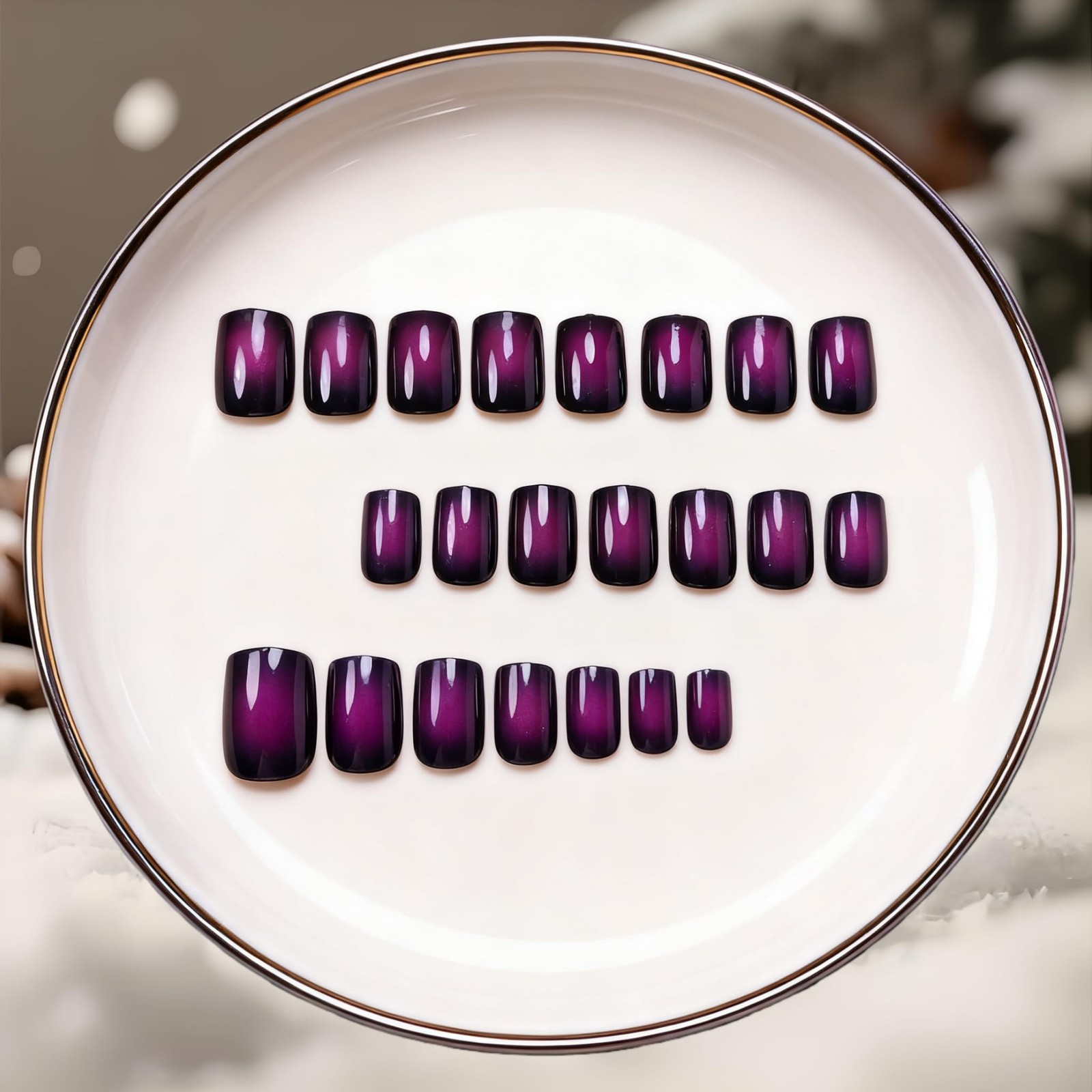 SXVME Press On Nails Short Square Purple