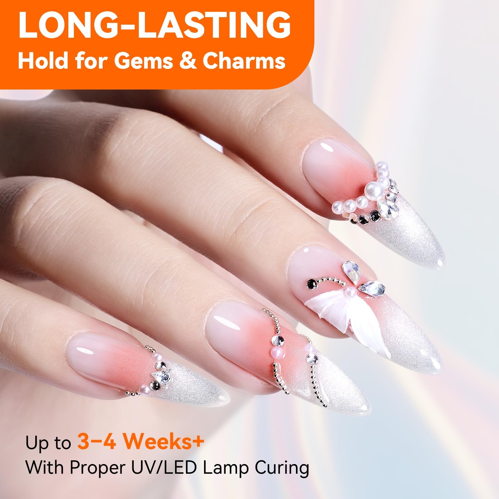 Makartt 2Pcs Rhinestone Glue Strong Hold 3D Gel Nail Art Nail Gem Glue UV Cured