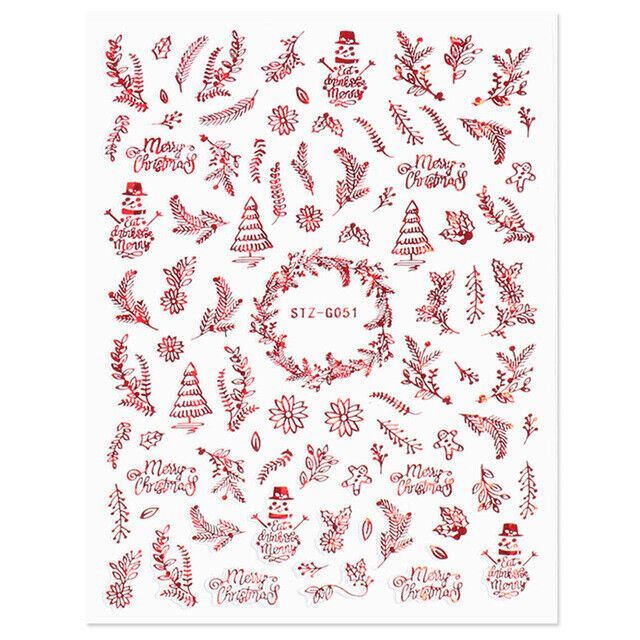 Christmas Foil Transfers Nail Art Metallic Snowflakes Reindeer Stickers Decals