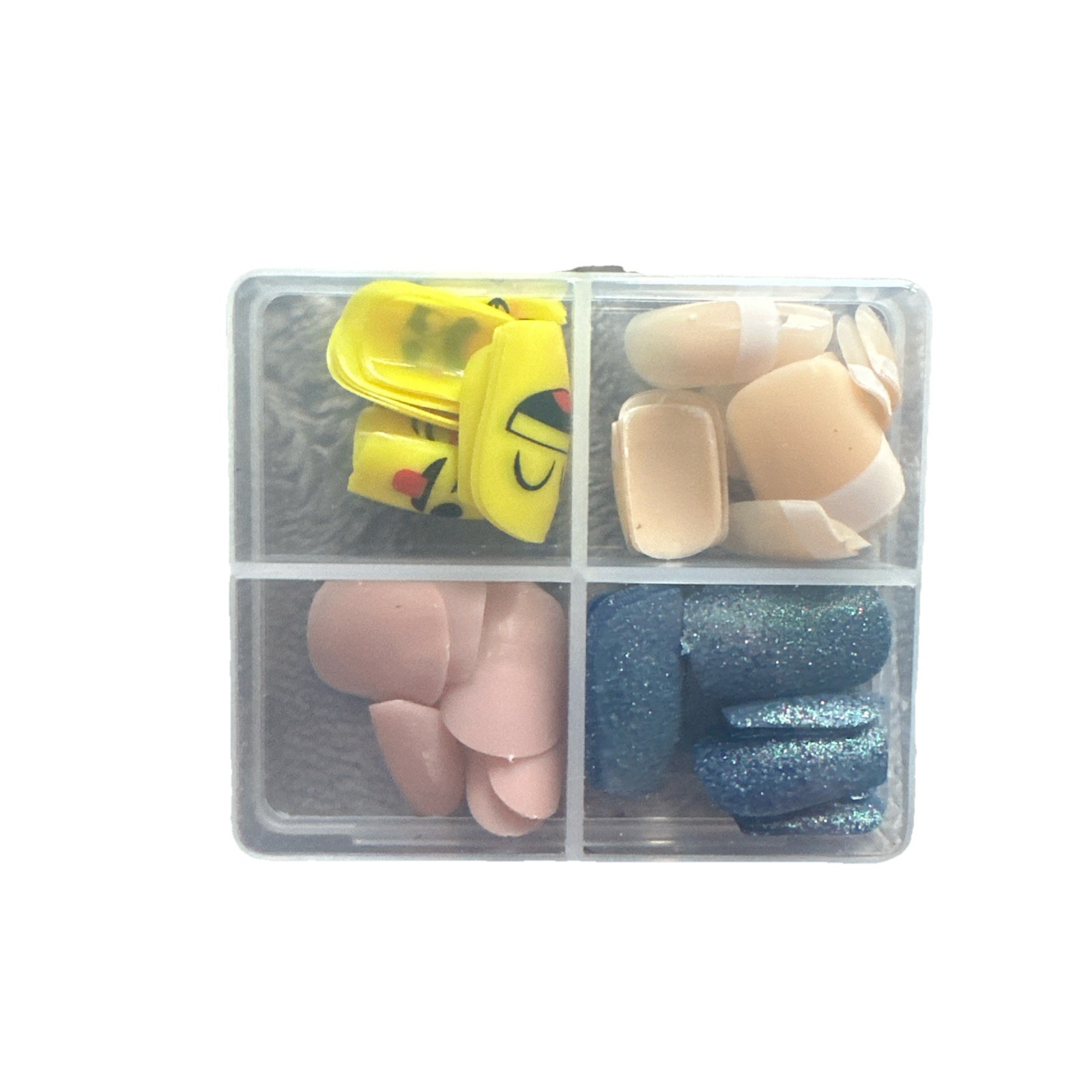 Press On Nails, French Manicure, Emoji, Blue, And Nude- Sparkles Lot Of 4