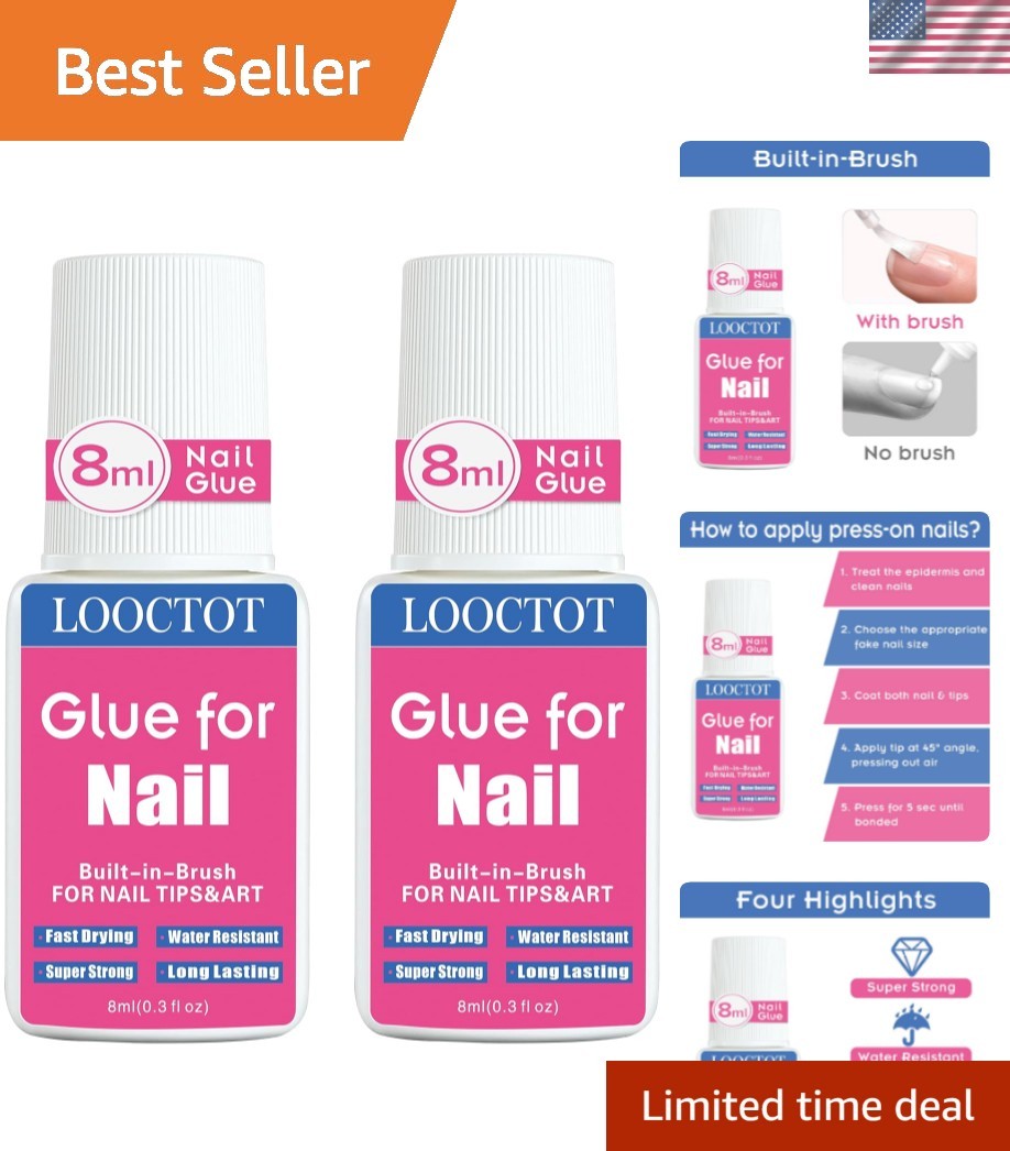 Super Strong for Nail Tips,Acrylic Nails and Press on Nails,Built in Brush on…