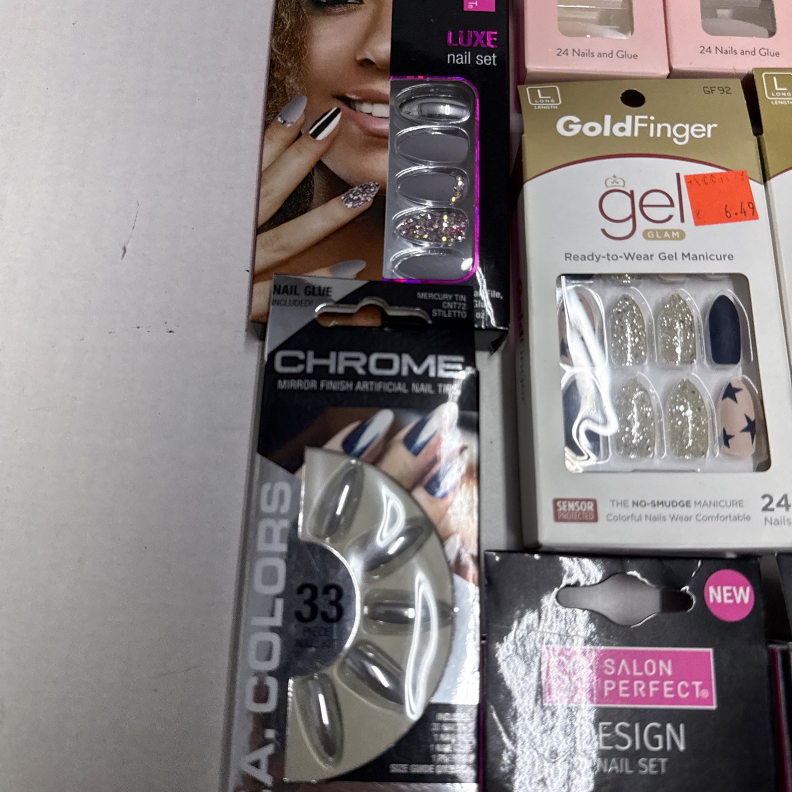 Lot of 20 New Packs Fake Glamorous Nails Different Brands Lengths Colors Types