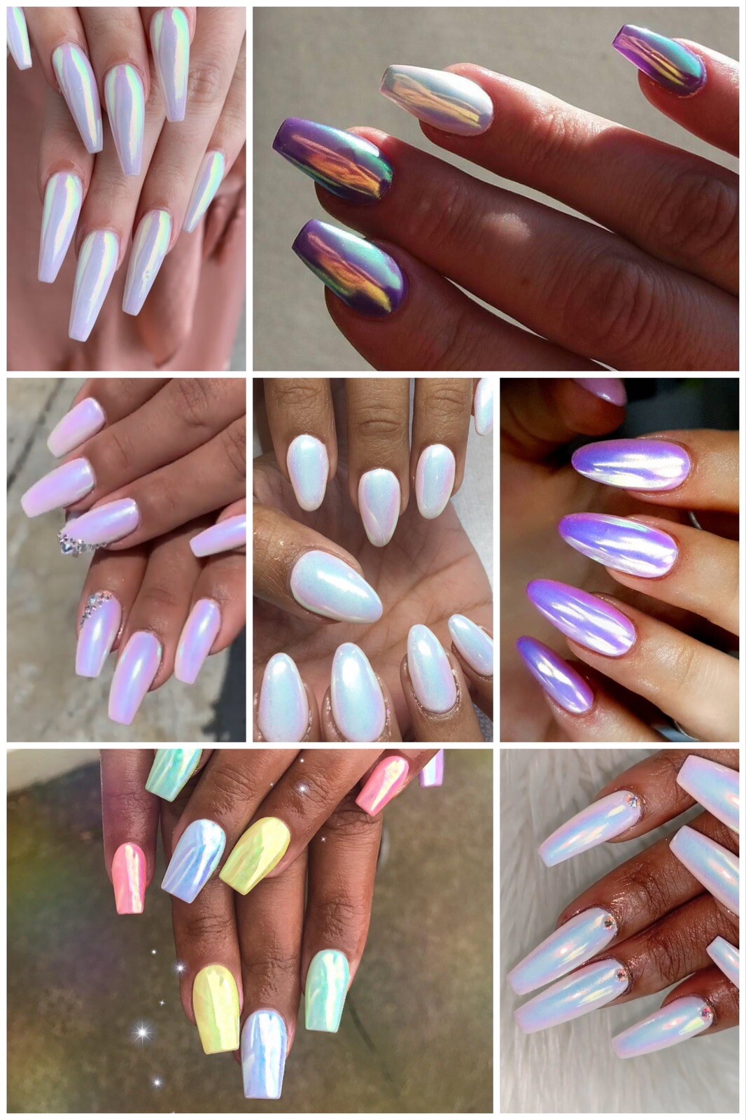 Rainbow Nail Chrome Powder Aurora Effect Mirror Unicorn Shiny Iridescent Pigment