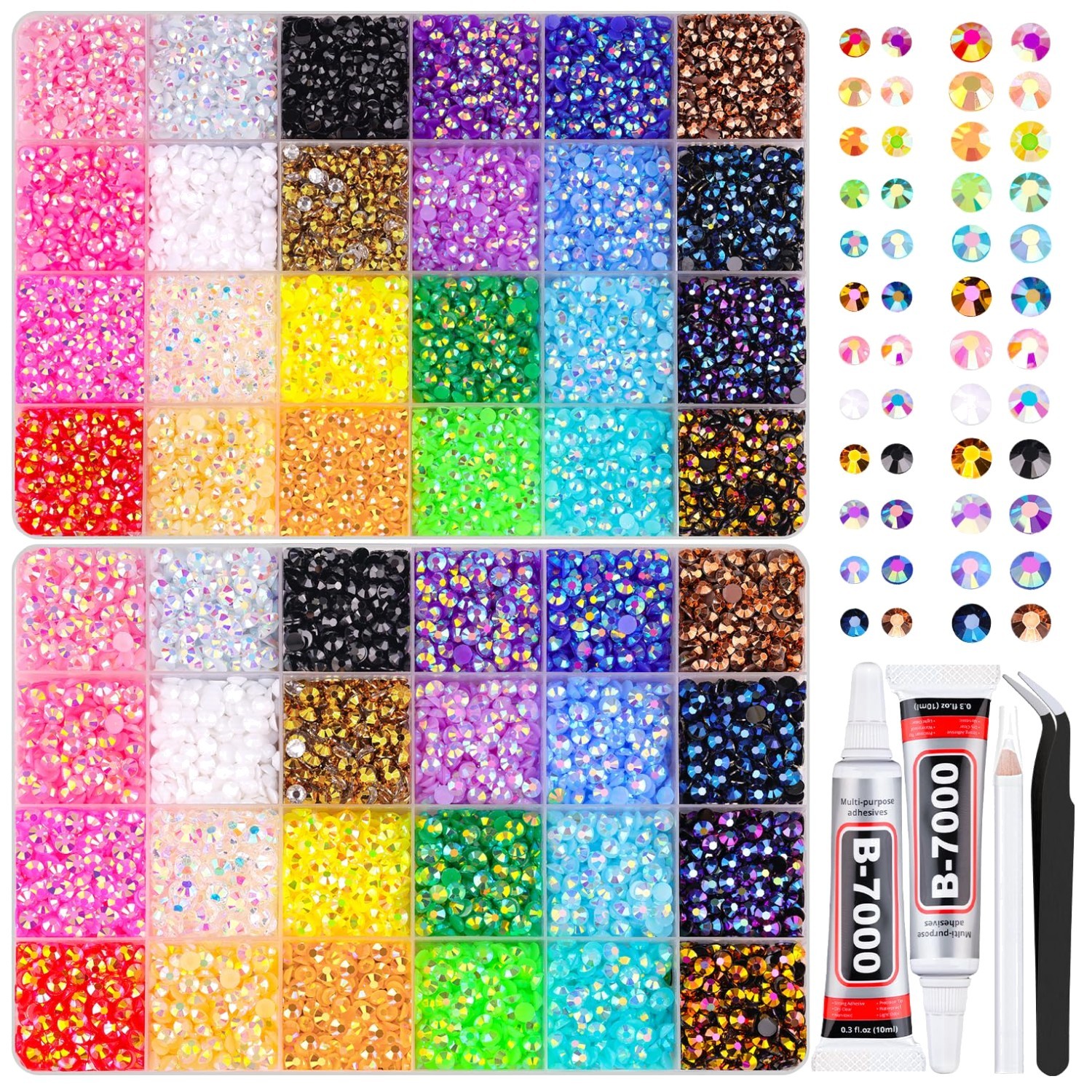 Multicolor Rhinestone Crafting Set with 19200 Flatbacks