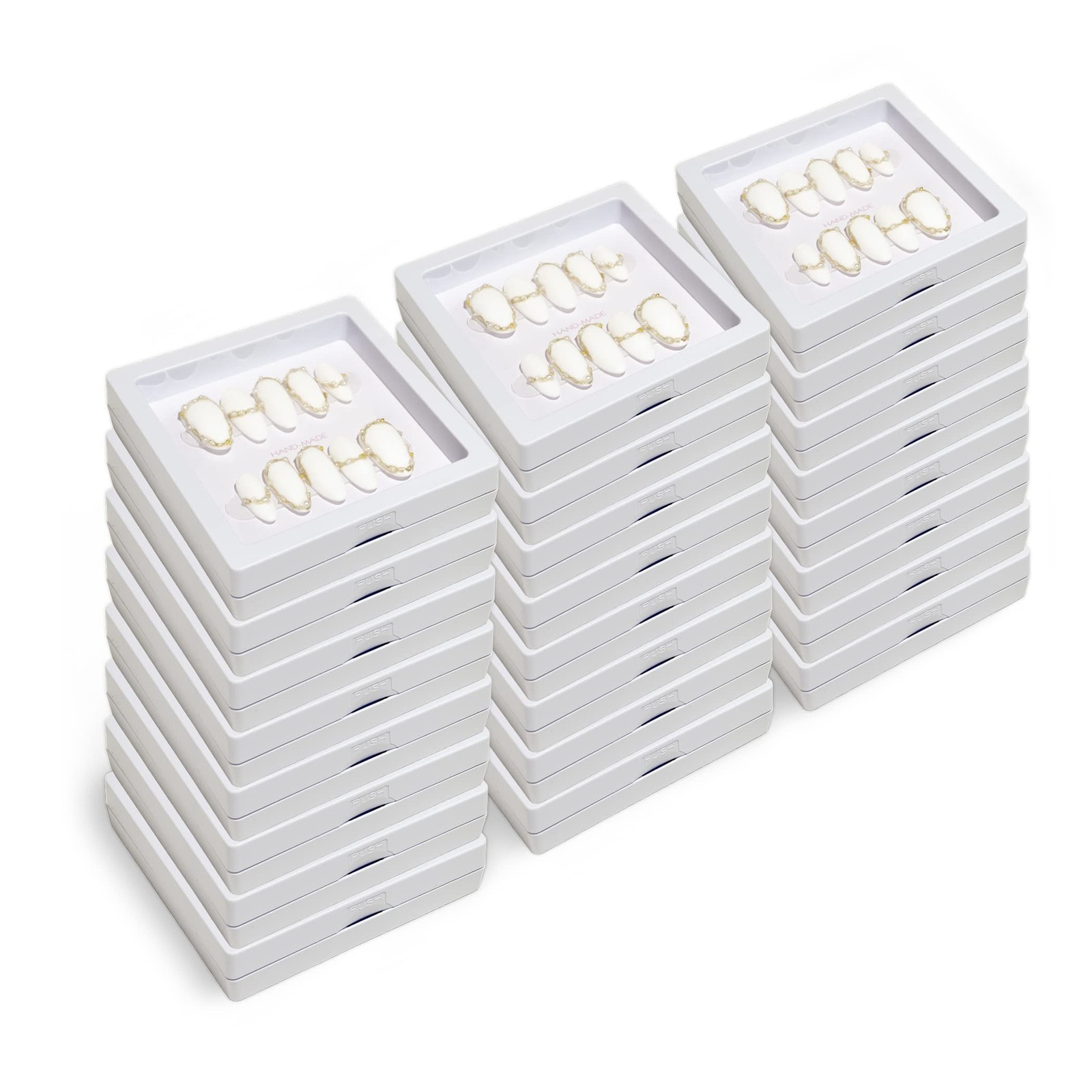 Press on Nail Packaging Storage Case – 3.5 x 3.5 X 0.8 Inch 3D Floating Frame…