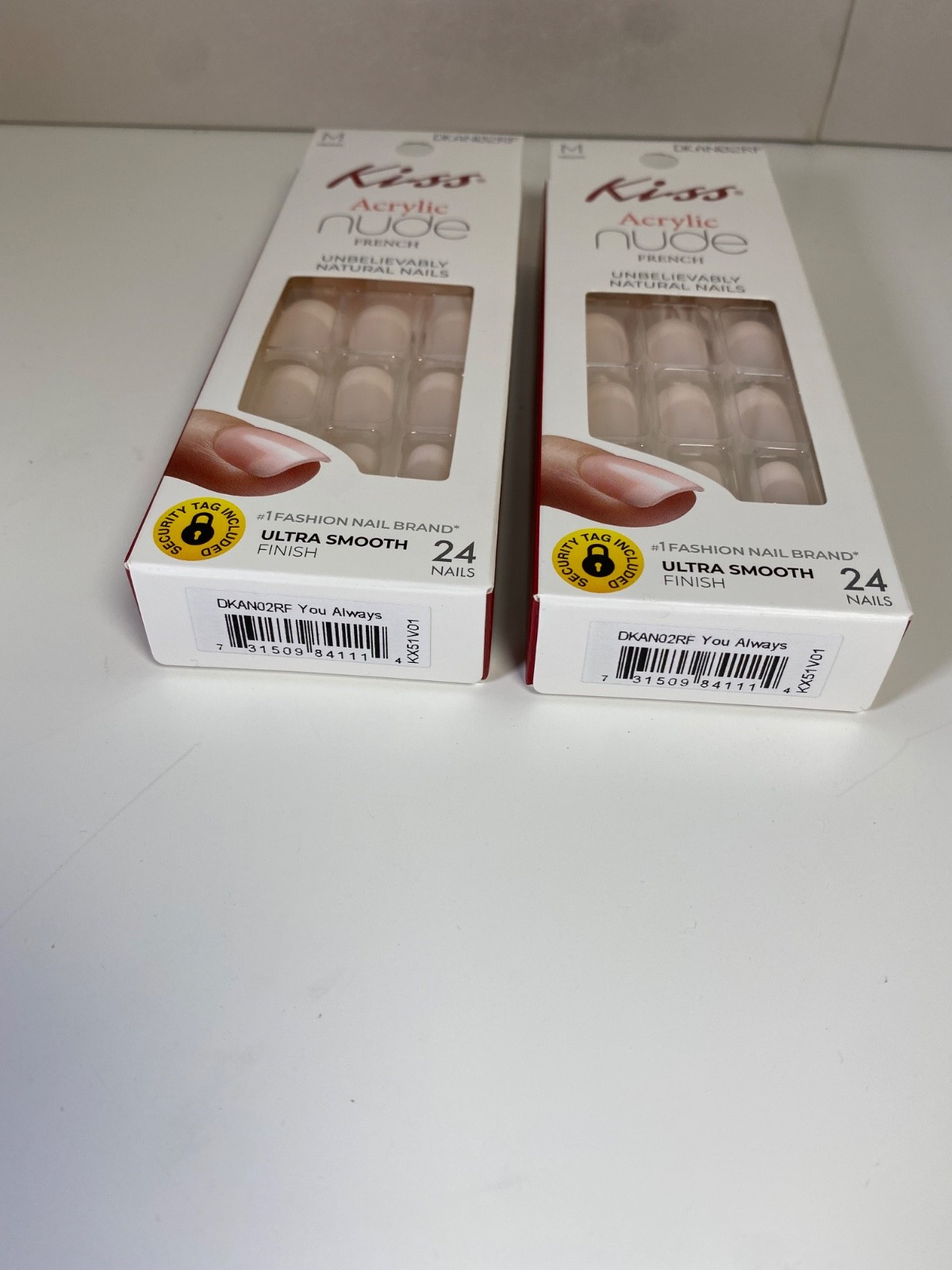 Kiss Acryic Nude French Unbelievably Natural Nails You always 24 Nails -Set Of 2