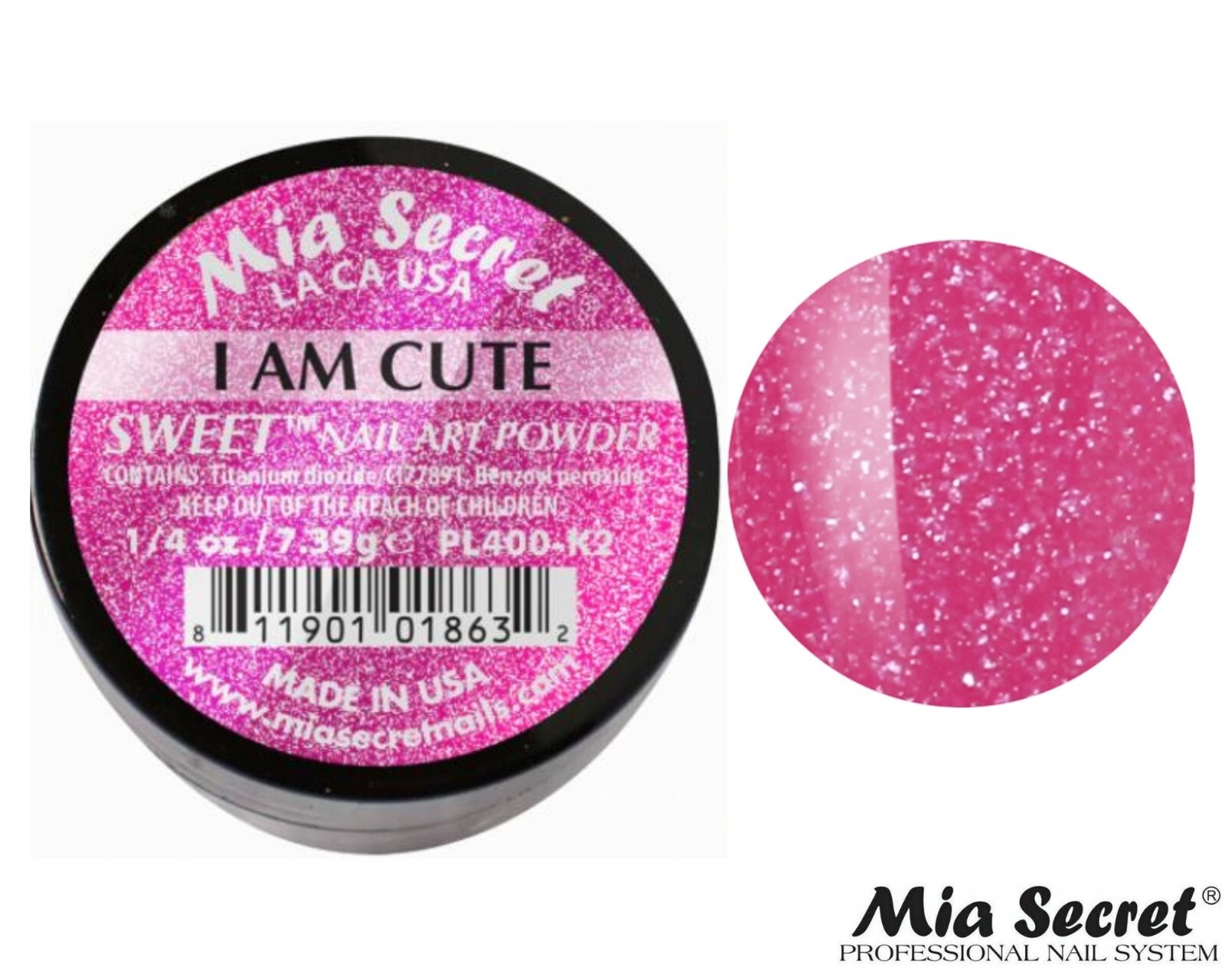 MIA SECRET Nail Art Powder 1/4oz- I am Cute (SWEET COLLECTION)