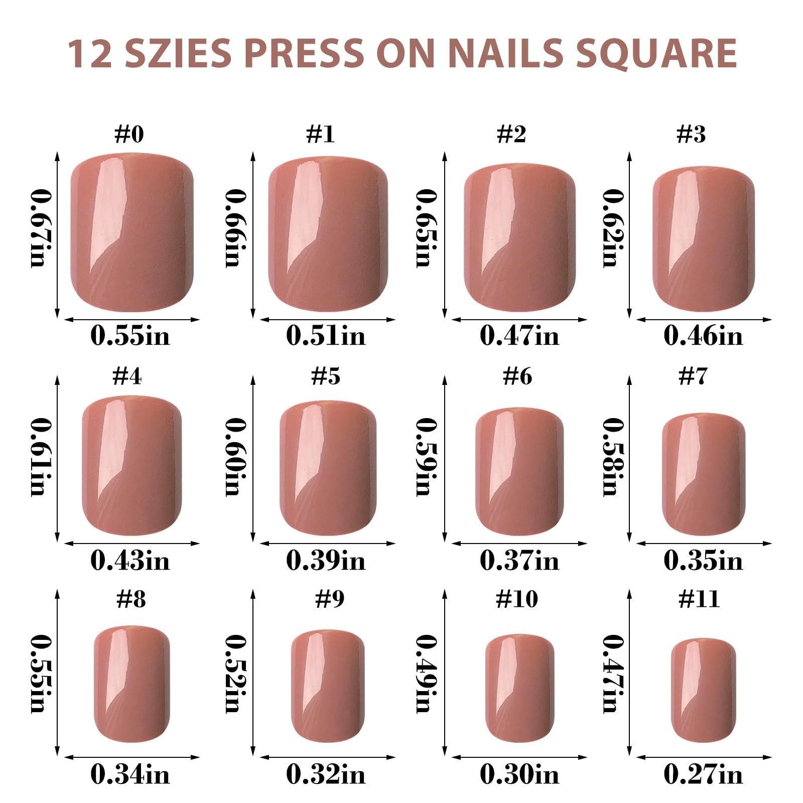 24pcs Brown Press on Nails Short Square Fake Nails Gel Glossy Square Nails Pr…