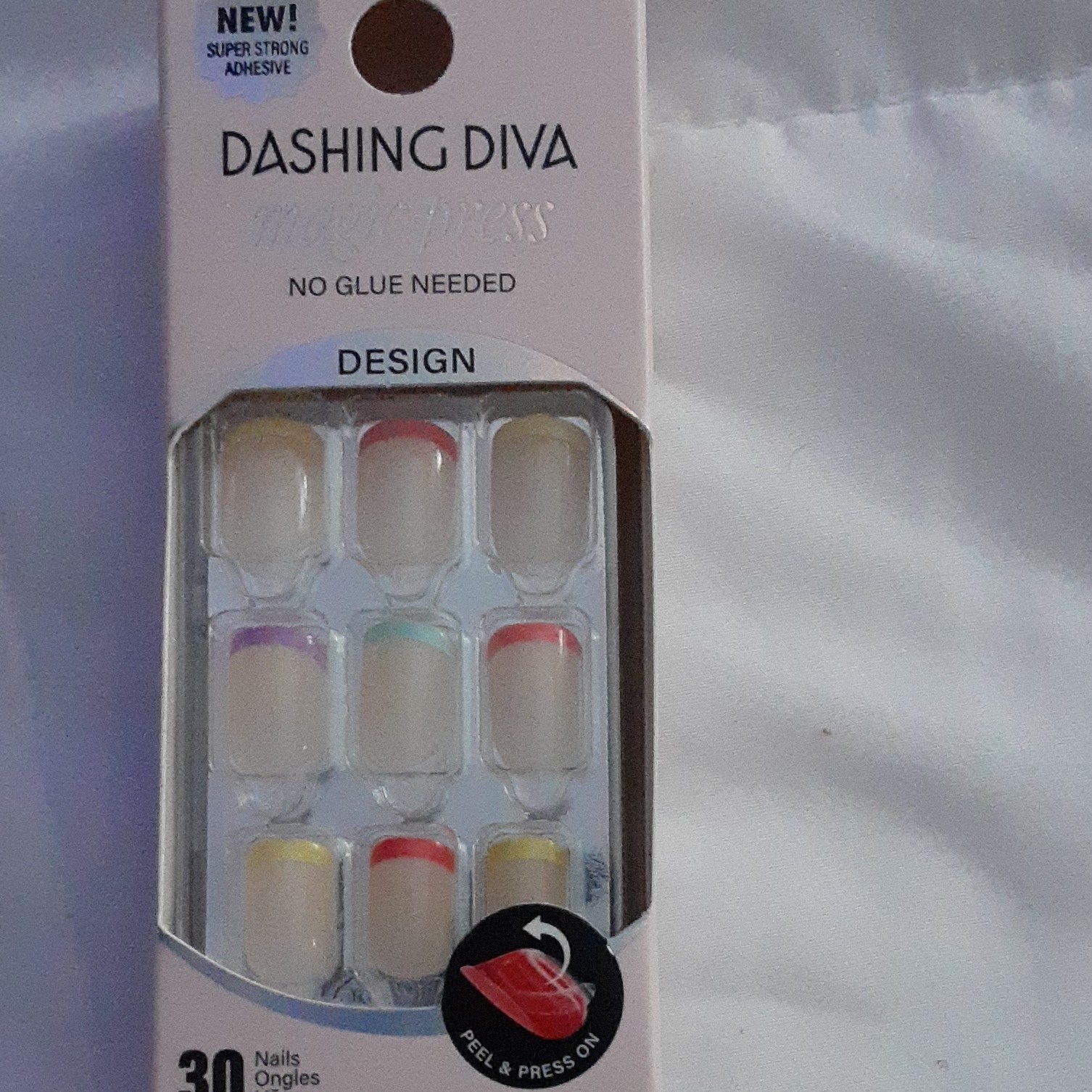 Dashing Diva Self-Adhesive French Press-On Nails, No Glue Needed, Beige Multi