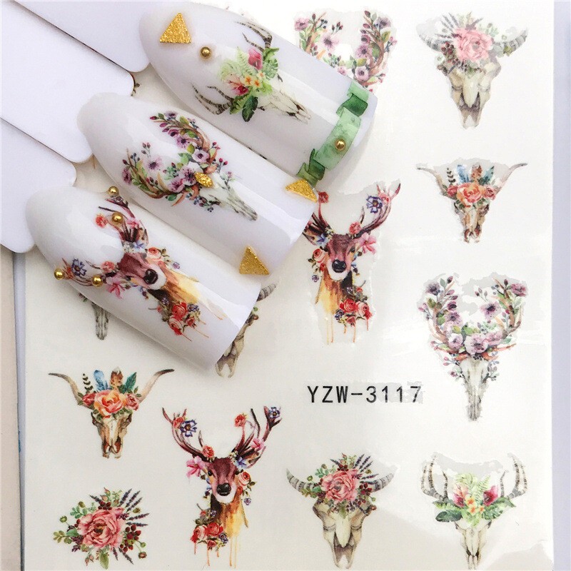 2 Sheets Nail Water Decals Flower Birds Slider Transfer Nail Art Stickers Tips✔