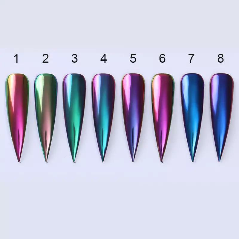 Chameleon Mirror Chrome Gradient Nail Powder Metallic Effect Duo Ombre Rainbow