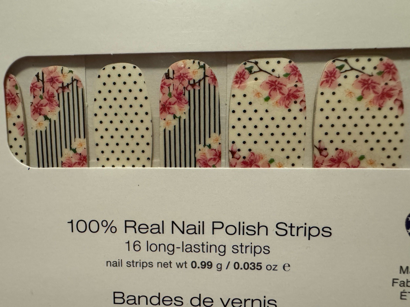 Color Street Nail Polish Strips “Sakura Festival” Floral Pink/White/Black FDFT89