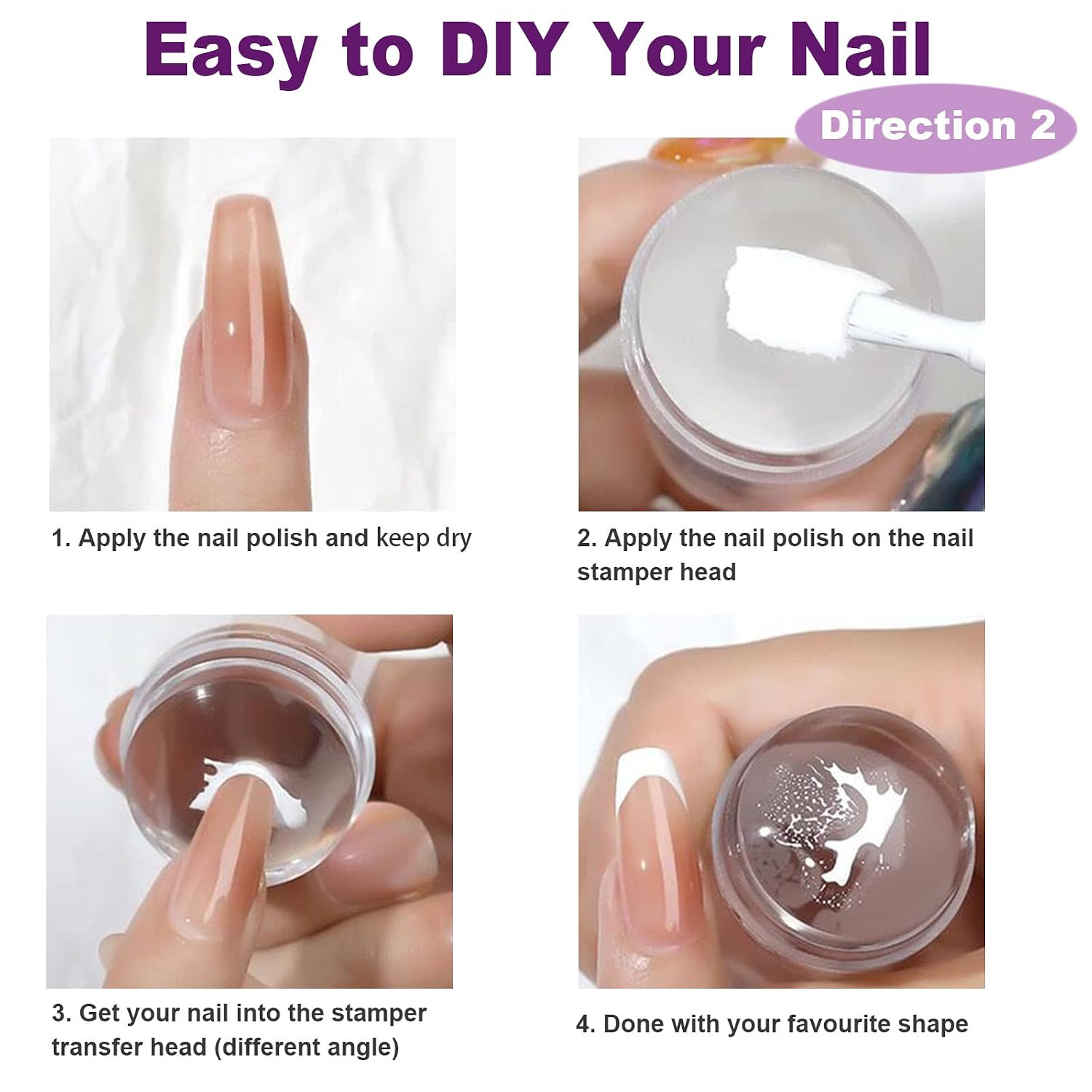 Nail Stamper Nail Art Brushes – French Tip Nail Stamp Clear Nail Art Stamper Jel
